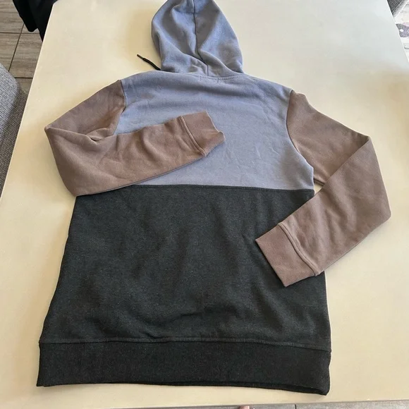 Warehouse One Men’s Colorblock  Hoodie - Grey, Blue and Brown, Size M - Picture 8 of 9